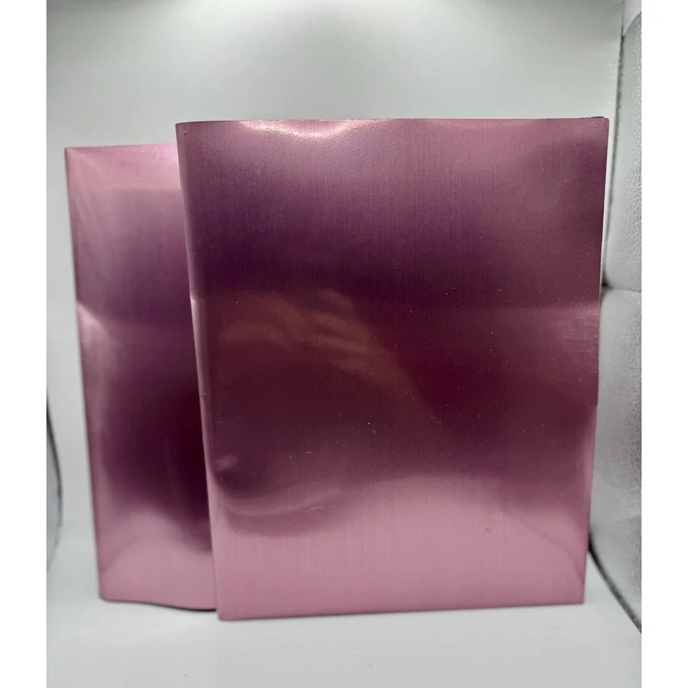 Poly folder Set‎ 2 Pink Metallic Shiny Satin Brushed Finish Pockets plastic New